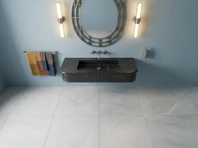 Black Diamond Marble Floating Sink – Fluted Front, Bullnose Edge Vanity - 4 - MarbleCenter