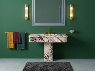 Calacatta Viola Marble Fluted Sink with Pedestal | Luxury Bathroom Vanity