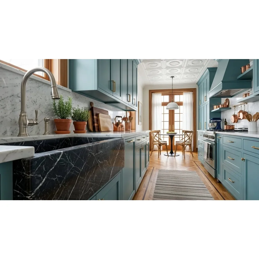 Alexander Black Marble Farmhouse Sink | Apron-Front Luxury Kitchen Basin