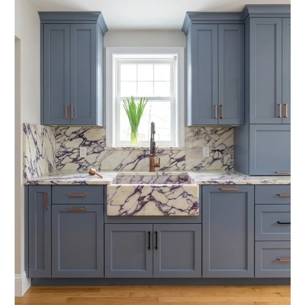 Calacatta Viola Marble Farmhouse Sink | Apron-Front Luxury Kitchen Basin