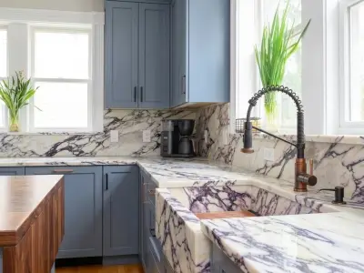 Calacatta Viola Marble Farmhouse Sink | Apron-Front Luxury Kitchen Basin - 4 - MarbleCenter