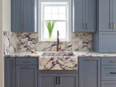 Calacatta Viola Marble Farmhouse Sink | Apron-Front Luxury Kitchen Basin