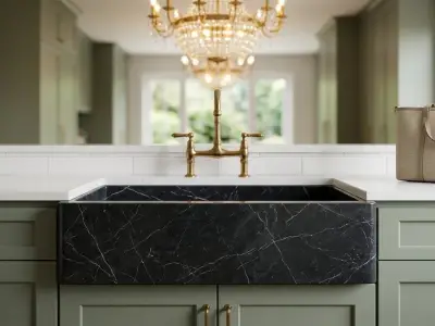 Alexander Black Marble Farmhouse Sink | Apron-Front Luxury Kitchen Basin - 3 - MarbleCenter